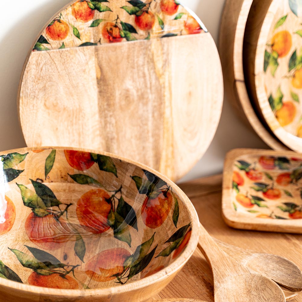 SALADIER AMALFI BOIS DE MANGUIER ET DECOR  30.5 X 12 CM - Photo N°2