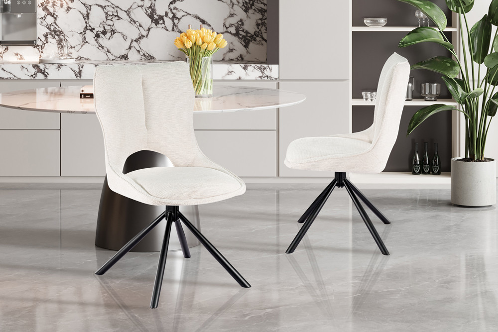 CHAISE MORI PIVOTANTE 180° PIED NOIR TISSU BLANC BEIGE 48 X 90 X 59.5 CM - Photo N°12