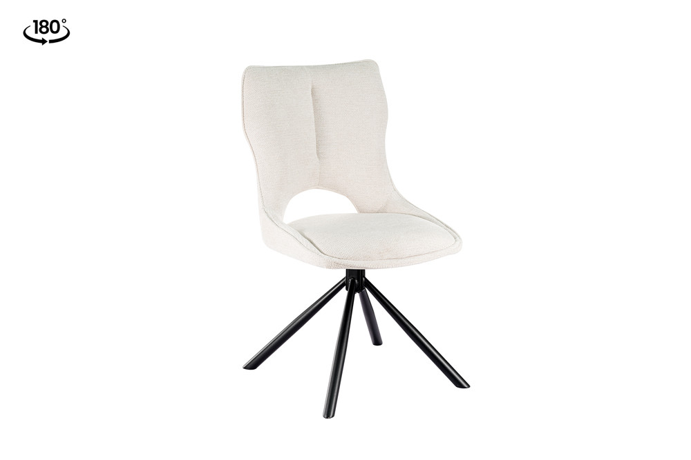 CHAISE MORI PIVOTANTE 180° PIED NOIR TISSU BLANC BEIGE 48 X 90 X 59.5 CM - Photo N°8