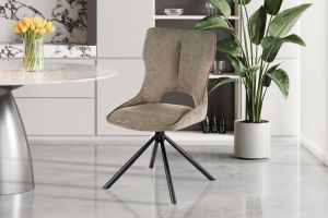 CHAISE MORI PIVOTANTE 180° PIED NOIR TISSU BRUN POIVRE  48 X 90 X 59.5 CM