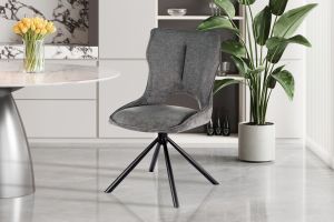 CHAISE MORI PIVOTANTE 180° PIED NOIR TISSU GRIS FONCE 48 X 90 X 59.5 CM