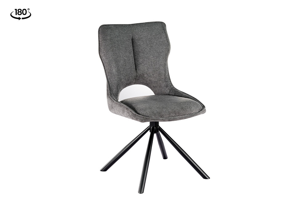 CHAISE MORI PIVOTANTE 180° PIED NOIR TISSU GRIS FONCE 48 X 90 X 59.5 CM - Photo N°8