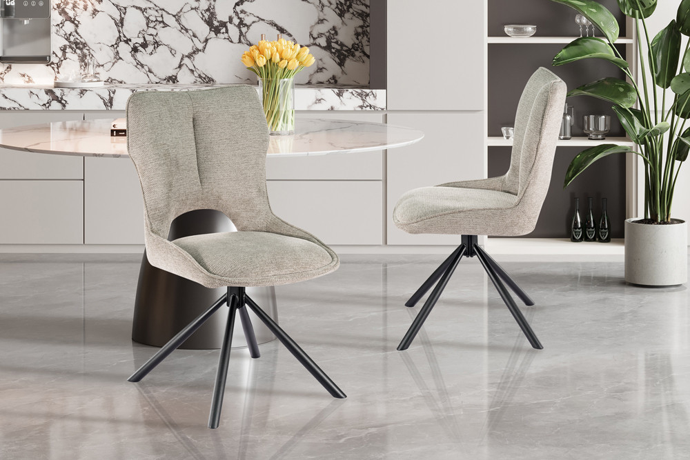 CHAISE MORI PIVOTANTE 180° PIED NOIR TISSU GRIS CLAIR 48 X 90 X 59.5 CM - Photo N°12