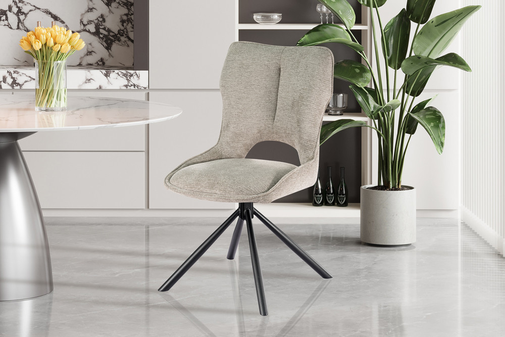 CHAISE MORI PIVOTANTE 180° PIED NOIR TISSU GRIS CLAIR 48 X 90 X 59.5 CM - Photo N°1