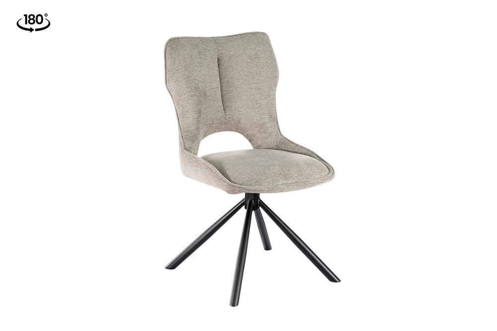 CHAISE MORI PIVOTANTE 180° PIED NOIR TISSU GRIS CLAIR 48 X 90 X 59.5 CM - Photo N°8