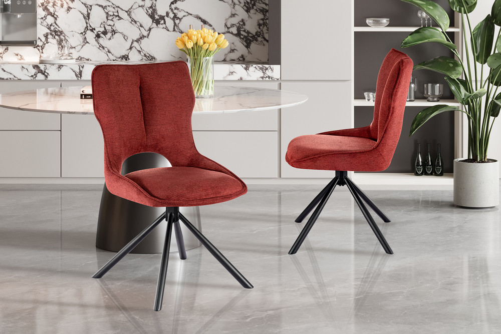 CHAISE MORI PIVOTANTE 180° PIED NOIR TISSU ROUGE 48 X 90 X 59.5 CM - Photo N°11