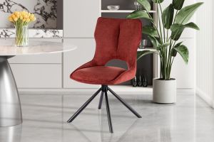 CHAISE MORI PIVOTANTE 180° PIED NOIR TISSU ROUGE 48 X 90 X 59.5 CM