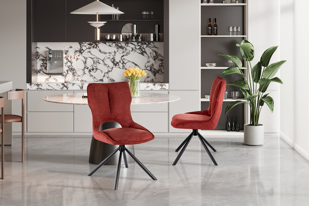 CHAISE MORI PIVOTANTE 180° PIED NOIR TISSU ROUGE 48 X 90 X 59.5 CM - Photo N°9