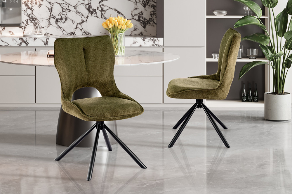 CHAISE MORI PIVOTANTE 180° PIED NOIR TISSU VERT 48 X 90 X 59.5 CM - Photo N°12