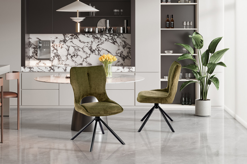 CHAISE MORI PIVOTANTE 180° PIED NOIR TISSU VERT 48 X 90 X 59.5 CM - Photo N°10