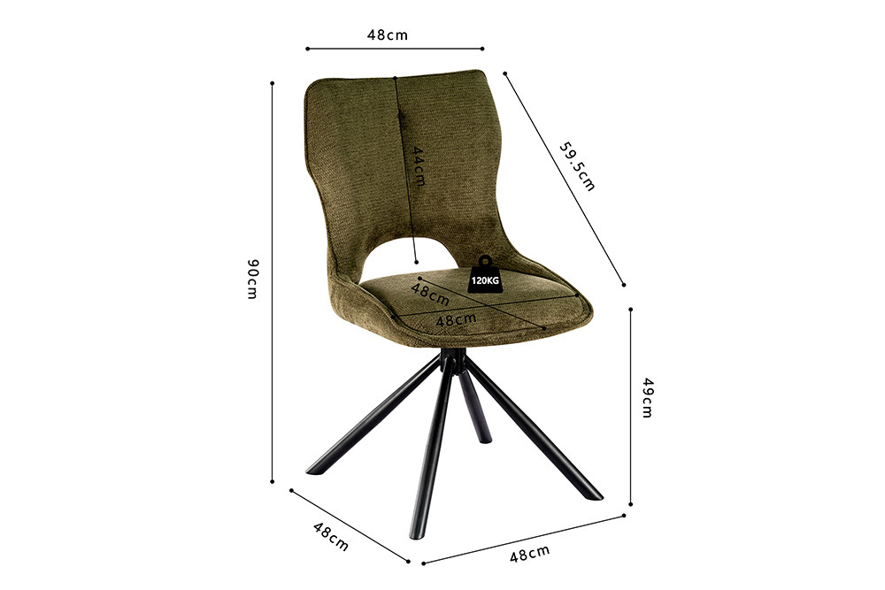 CHAISE MORI PIVOTANTE 180° PIED NOIR TISSU VERT 48 X 90 X 59.5 CM - Photo N°2