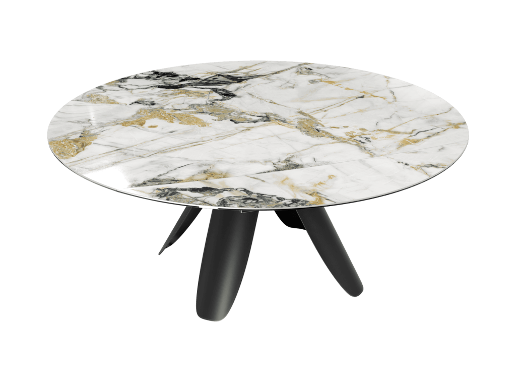 TABLE GRANDE AJACCIO 190 X 115/190 X 76 CM 2 ALLONGES CERAMIQUE DORE - Photo N°3