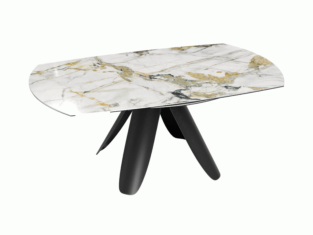 TABLE GRANDE AJACCIO 190 X 115/190 X 76 CM 2 ALLONGES CERAMIQUE DORE - Photo N°2