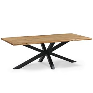 TABLE EN ACACIA MASSIF LIVE EDGE PIED ETOILE EN METAL NOIR 220 X 110 X 78 CM