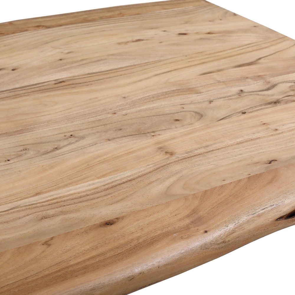TABLE EN ACACIA MASSIF LIVE EDGE PIED ETOILE EN METAL NOIR 260 X 110 X 78 CM - Photo N°4