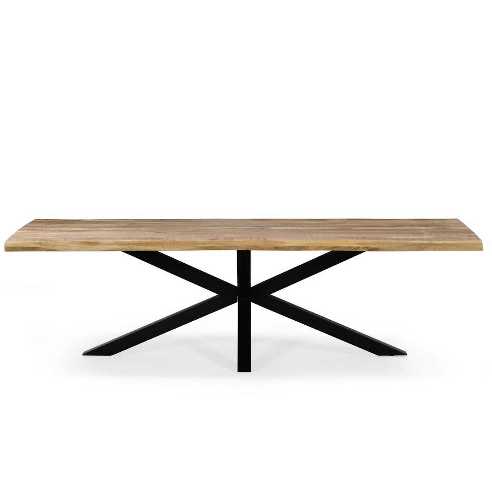 TABLE EN MANGUIER MASSIF LIVE EDGE PIED ETOILE EN METAL NOIR 260 X 110 X 78 CM - Photo N°5
