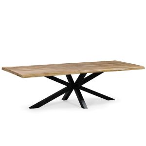 TABLE EN MANGUIER MASSIF LIVE EDGE PIED ETOILE EN METAL NOIR 260 X 110 X 78 CM
