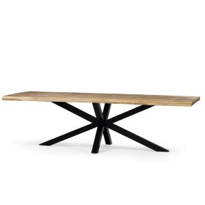 TABLE EN MANGUIER MASSIF LIVE EDGE PIED ETOILE EN METAL NOIR 220 X 110 X 78 CM
