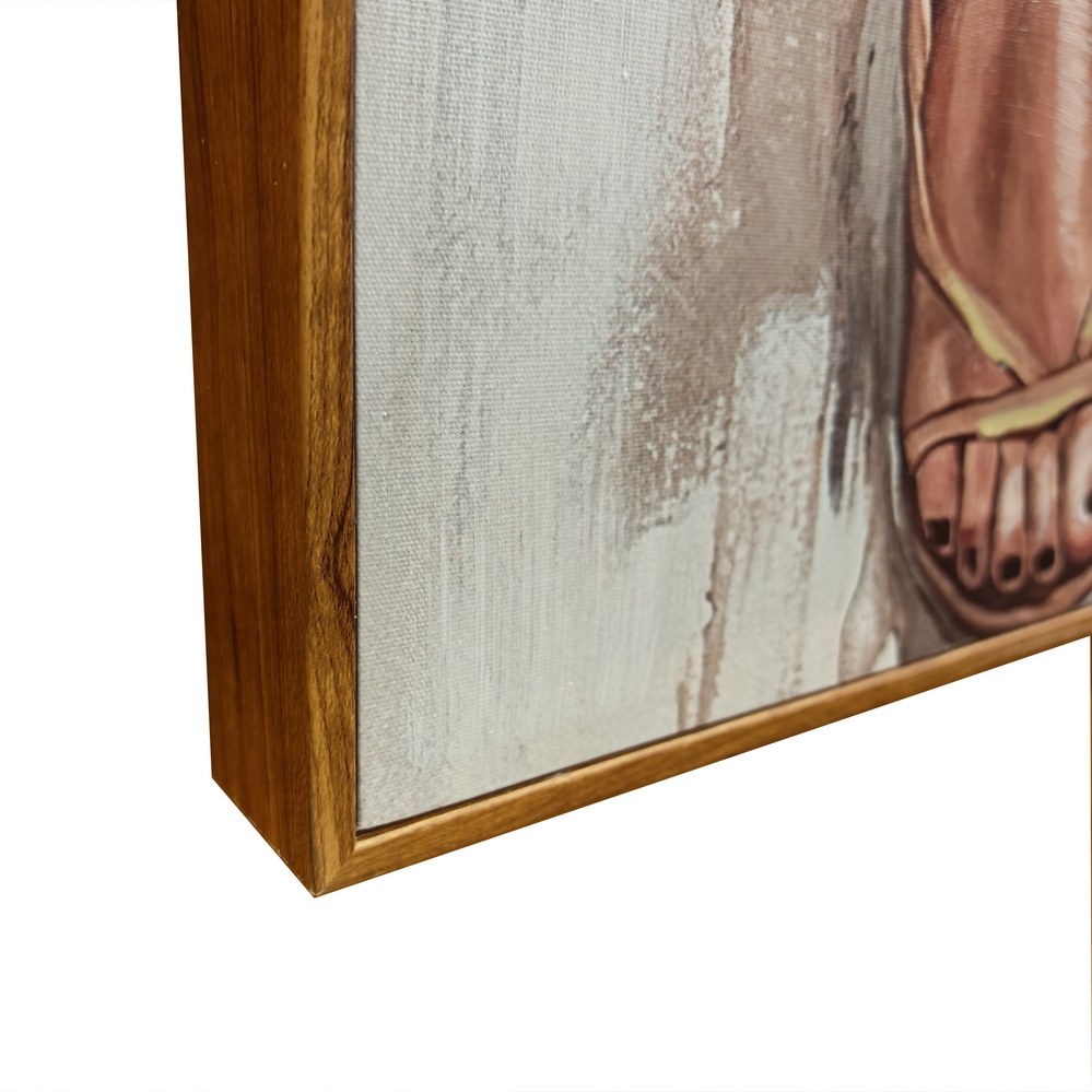 PEINTURE FEMME GRAND CHAPEAU HABILLE DE NOIR ET BLANC 70 X 100 X 3.8 CM - Photo N°5