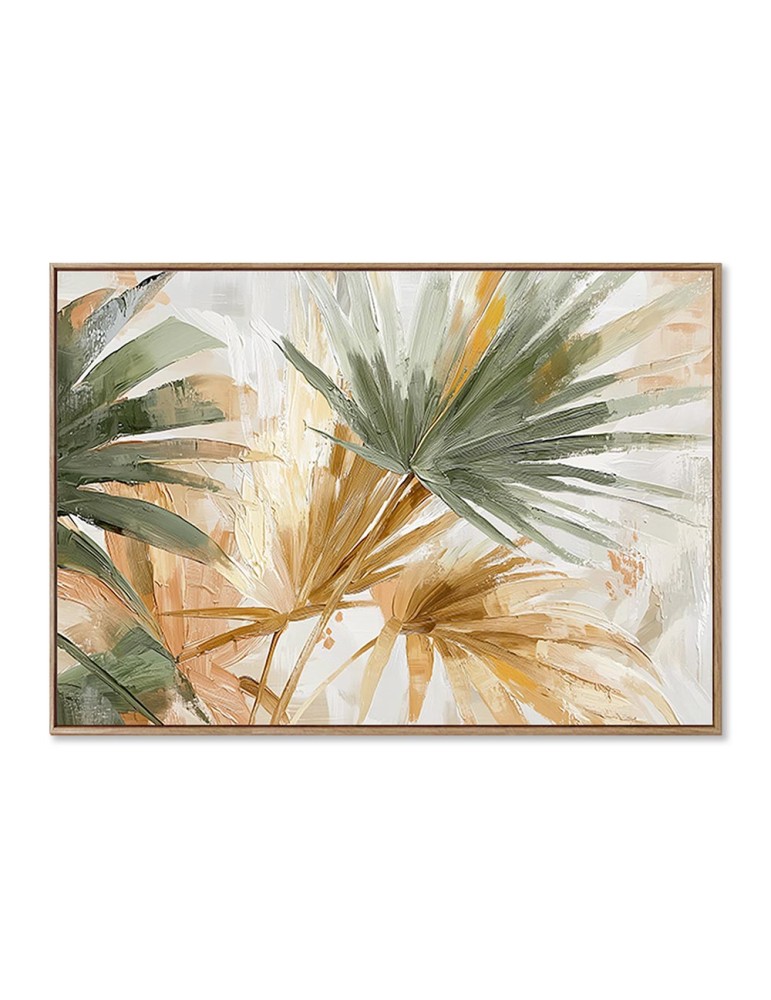 TOILE ENCADREE FEUILLAGES VERT 100 X 70 X 3.8 CM - Photo N°1