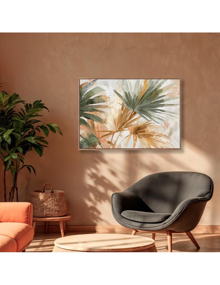 TOILE ENCADREE FEUILLAGES VERT 100 X 70 X 3.8 CM - Photo N°2