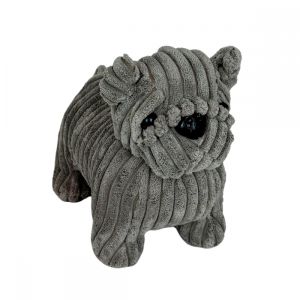 BLOQUE PORTE BULLDOG VELOURS COTELE GRIS 25 X 17.5 X 13 cm