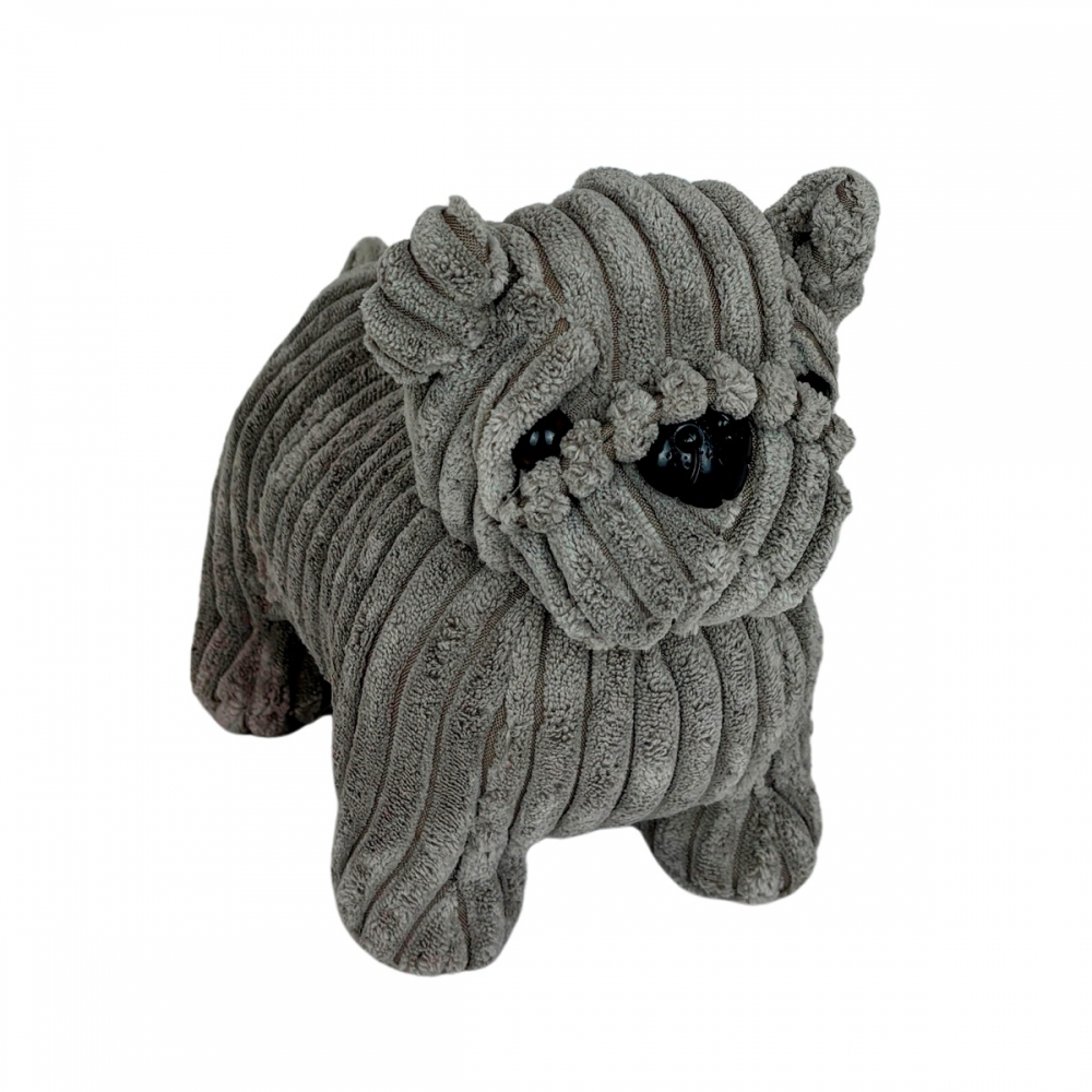 BLOQUE PORTE BULLDOG VELOURS COTELE GRIS 25 X 17.5 X 13 cm - Photo N°1