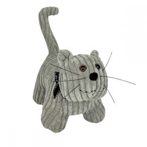 BLOQUE PORTE CHAT LUNA VELOURS COTELE GRIS 32 X 26 X 15 cm
