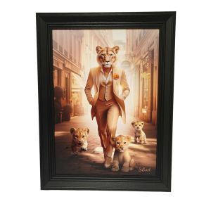 TOILE IMPRESSION S BINET LIONNE PARIS ENCADREMENT NOIR 63 X 83 CM