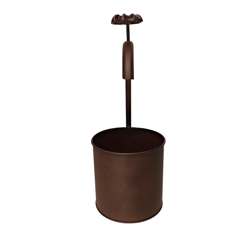 CACHE POT METAL ASPECT ROUILLE AVEC ROBINET 12.5 X 31 X 13.5 CM - Photo N°4