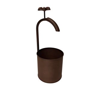 CACHE POT METAL ASPECT ROUILLE AVEC ROBINET 12.5 X 31 X 13.5 CM
