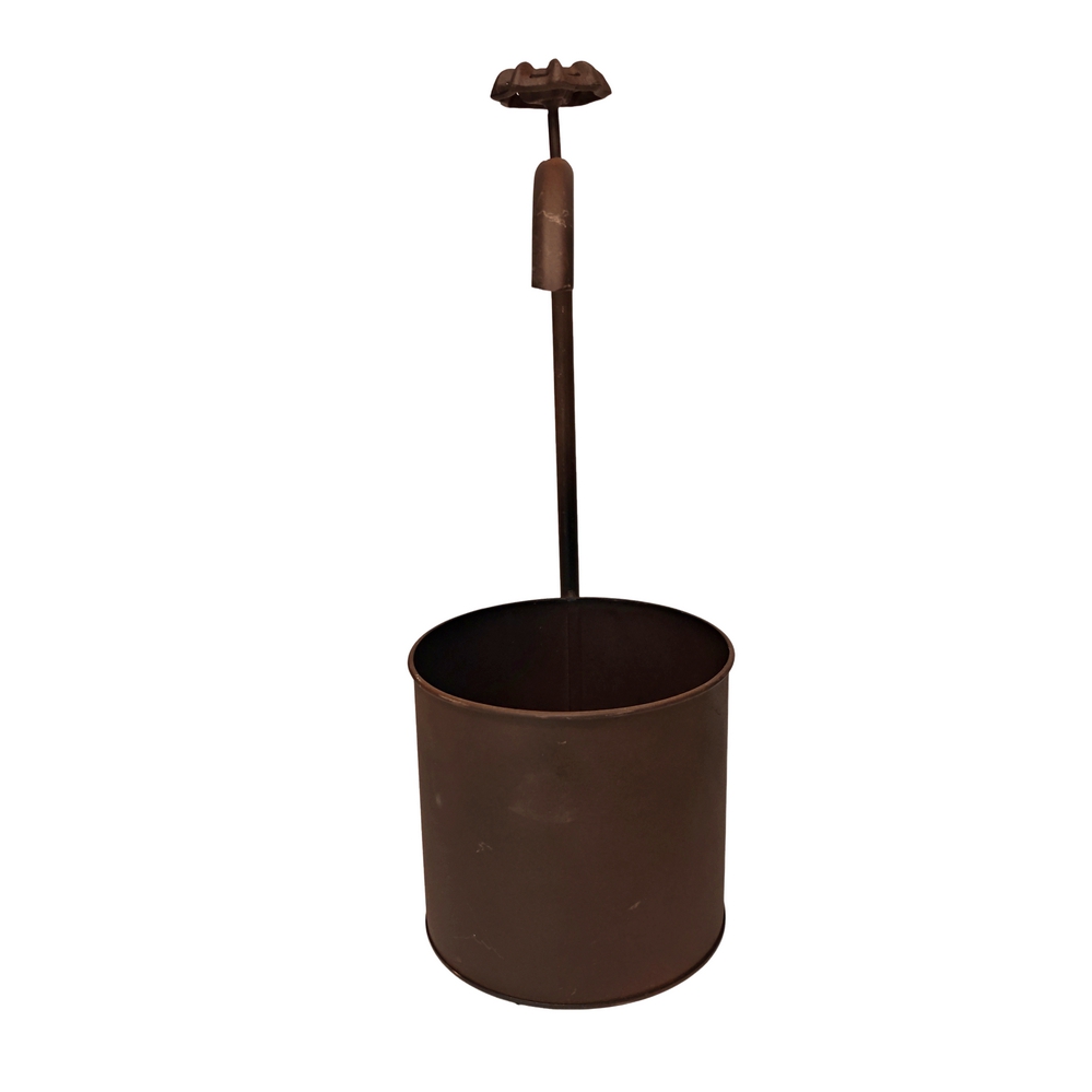 CACHE POT METAL ASPECT ROUILLE AVEC ROBINET 14.5 X 37 X 15.5 CM - Photo N°4