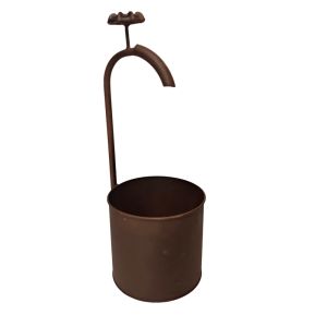 CACHE POT METAL ASPECT ROUILLE AVEC ROBINET 14.5 X 37 X 15.5 CM