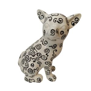 TIRELIRE CHIEN CHIHUAHUA POMME PIDOU NOIR ET BLANC