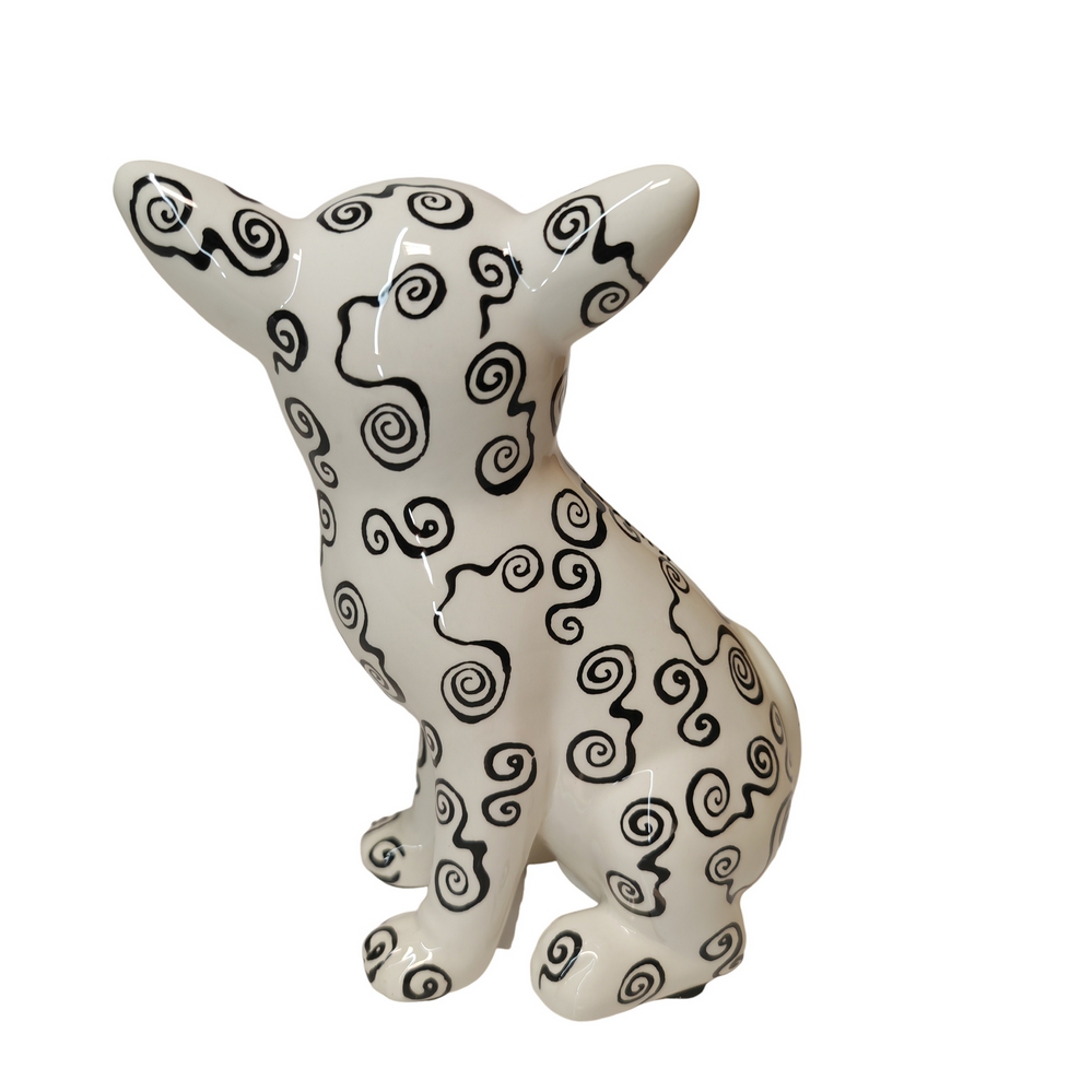 TIRELIRE CHIEN CHIHUAHUA POMME PIDOU NOIR ET BLANC - Photo N°3