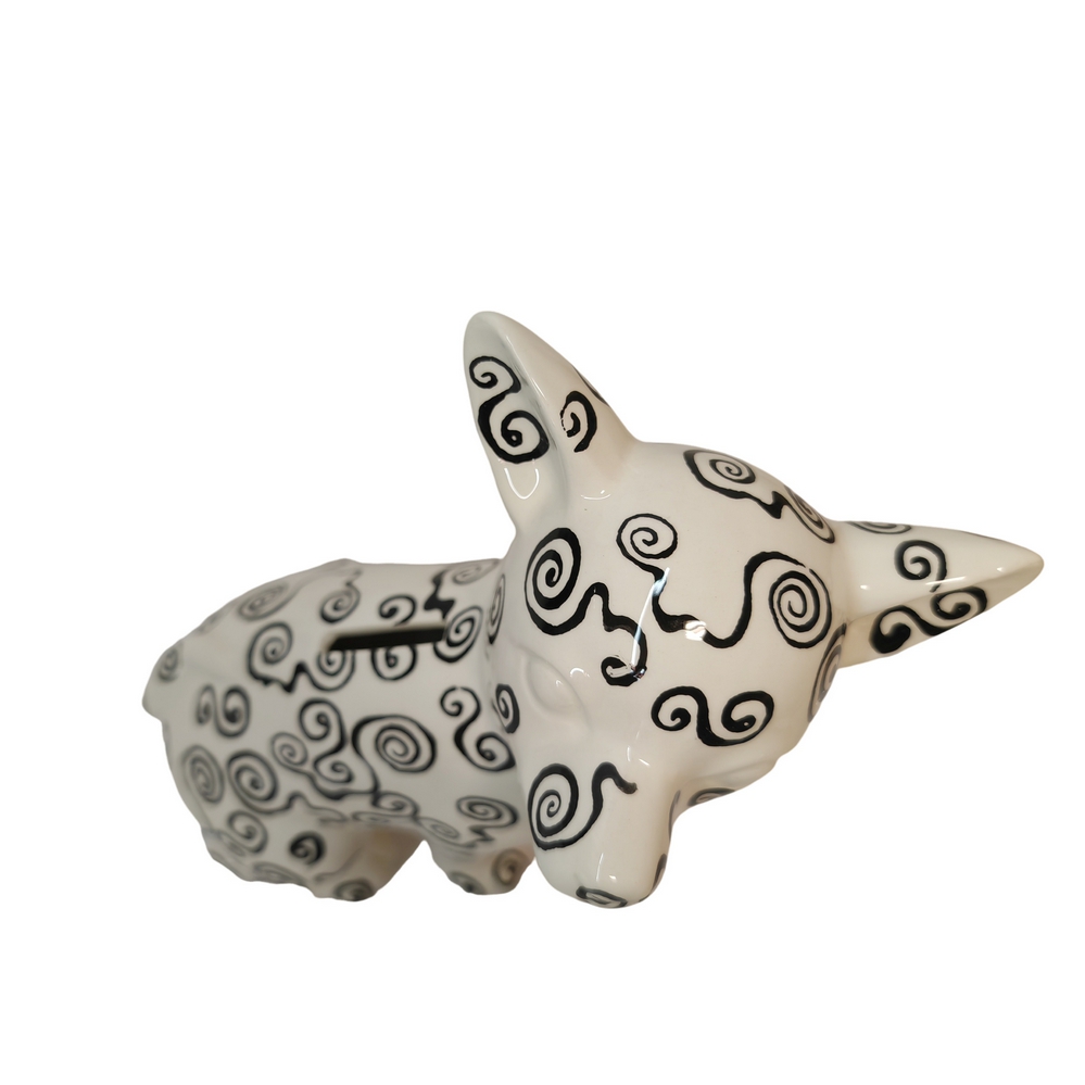 TIRELIRE CHIEN CHIHUAHUA POMME PIDOU NOIR ET BLANC - Photo N°4