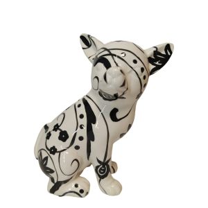 TIRELIRE CHIEN CHIHUAHUA POMME PIDOU NOIR ET BLANC