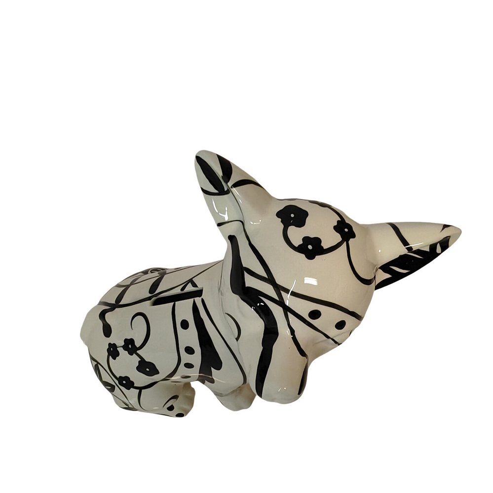 TIRELIRE CHIEN CHIHUAHUA POMME PIDOU NOIR ET BLANC - Photo N°4