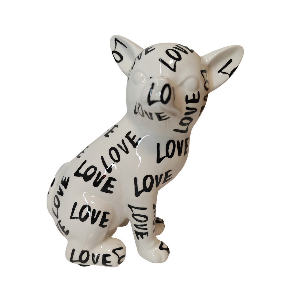 TIRELIRE CHIEN CHIHUAHUA POMME PIDOU NOIR ET BLANC - Photo N°1