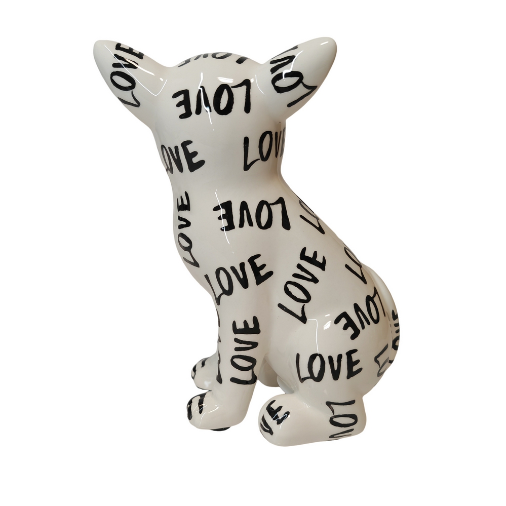 TIRELIRE CHIEN CHIHUAHUA POMME PIDOU NOIR ET BLANC - Photo N°3