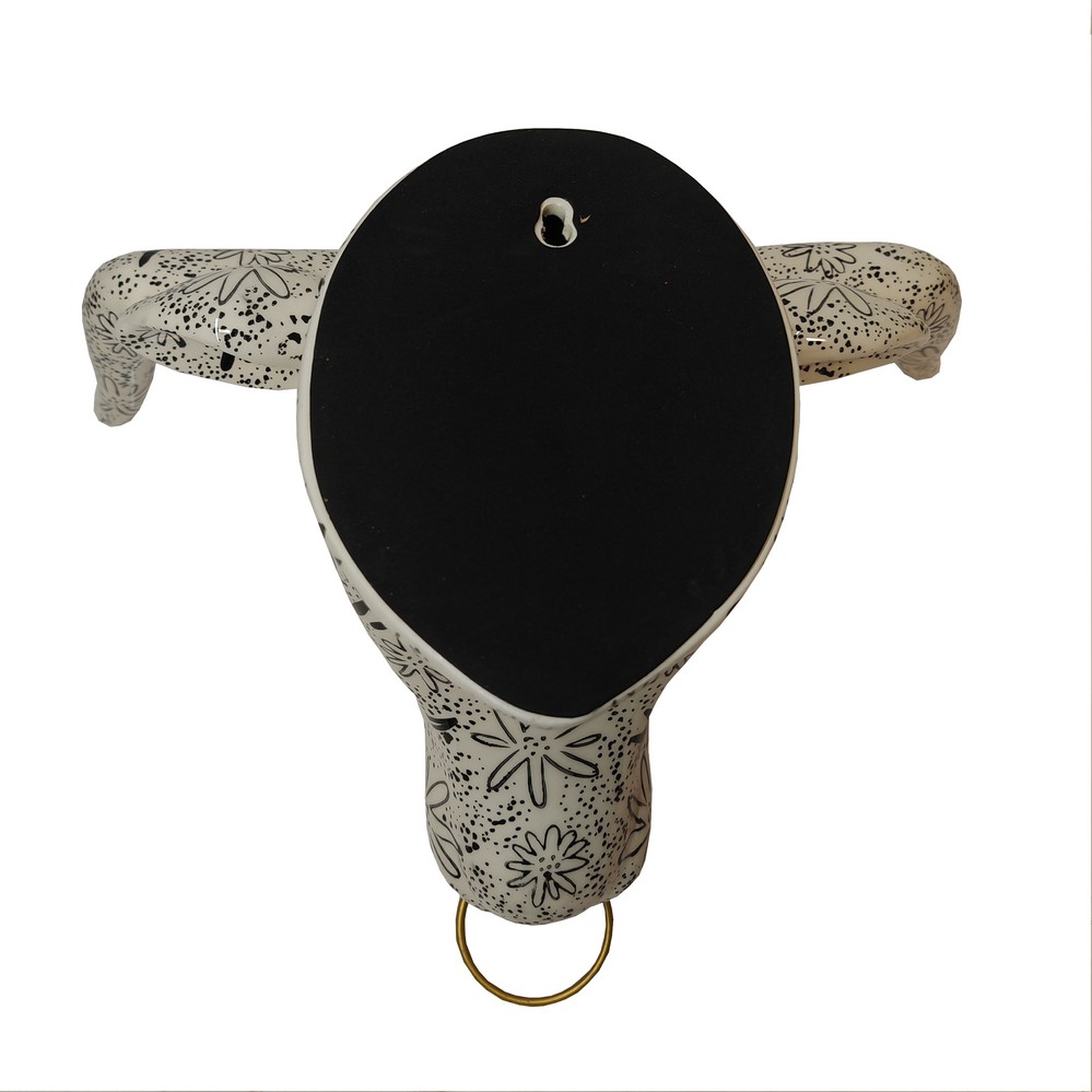 TETE DE TAUREAU POMME PIDOU NOIRE ET BLANCHE - Photo N°5