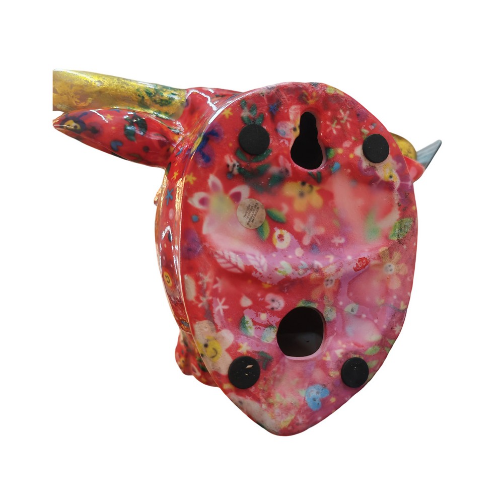 TETE DE TAUREAU POMME PIDOU DECOR ROUGE ET DECOR MULTICOLORE - Photo N°5
