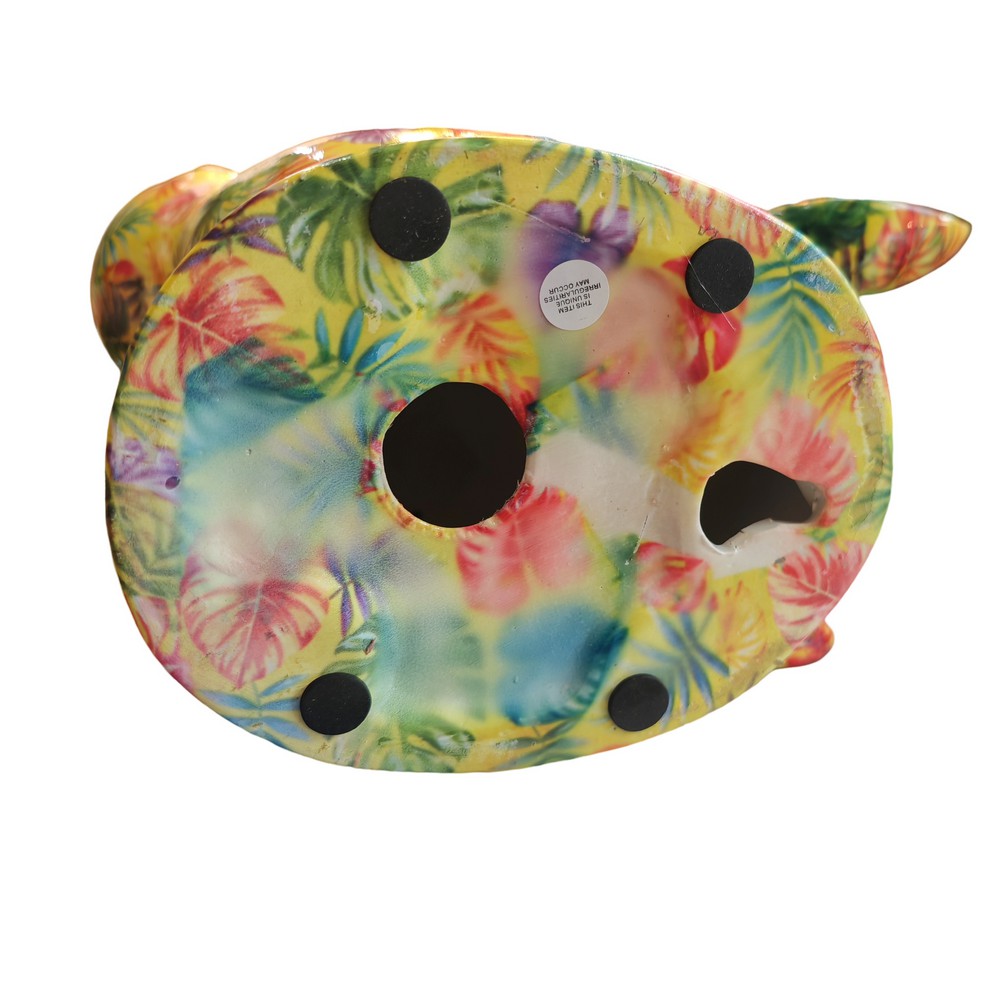 TETE DE RHINOCEROS POMME PIDOU JAUNE ET FEUILLAGES MULTICOLORE - Photo N°5