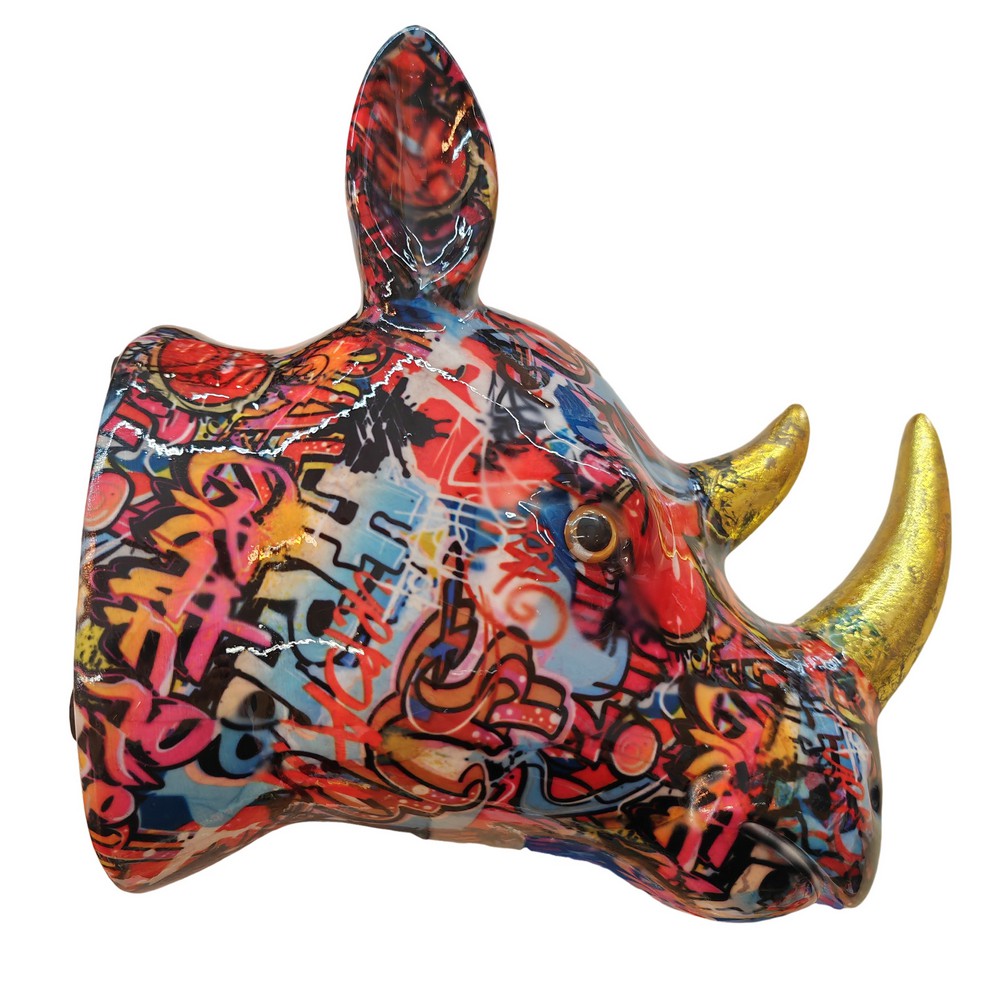 TETE DE RHINOCEROS POMME PIDOU DECOR STREET ART - Photo N°1