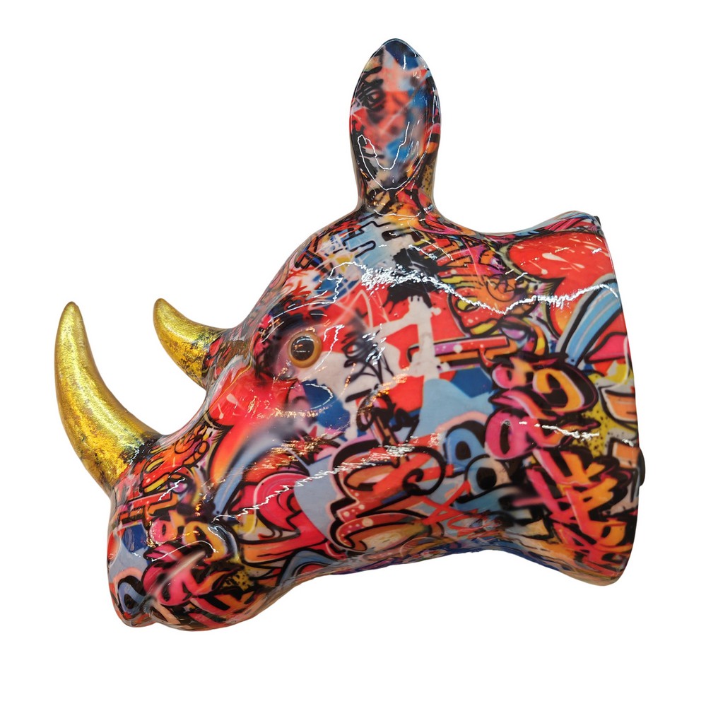 TETE DE RHINOCEROS POMME PIDOU DECOR STREET ART - Photo N°4