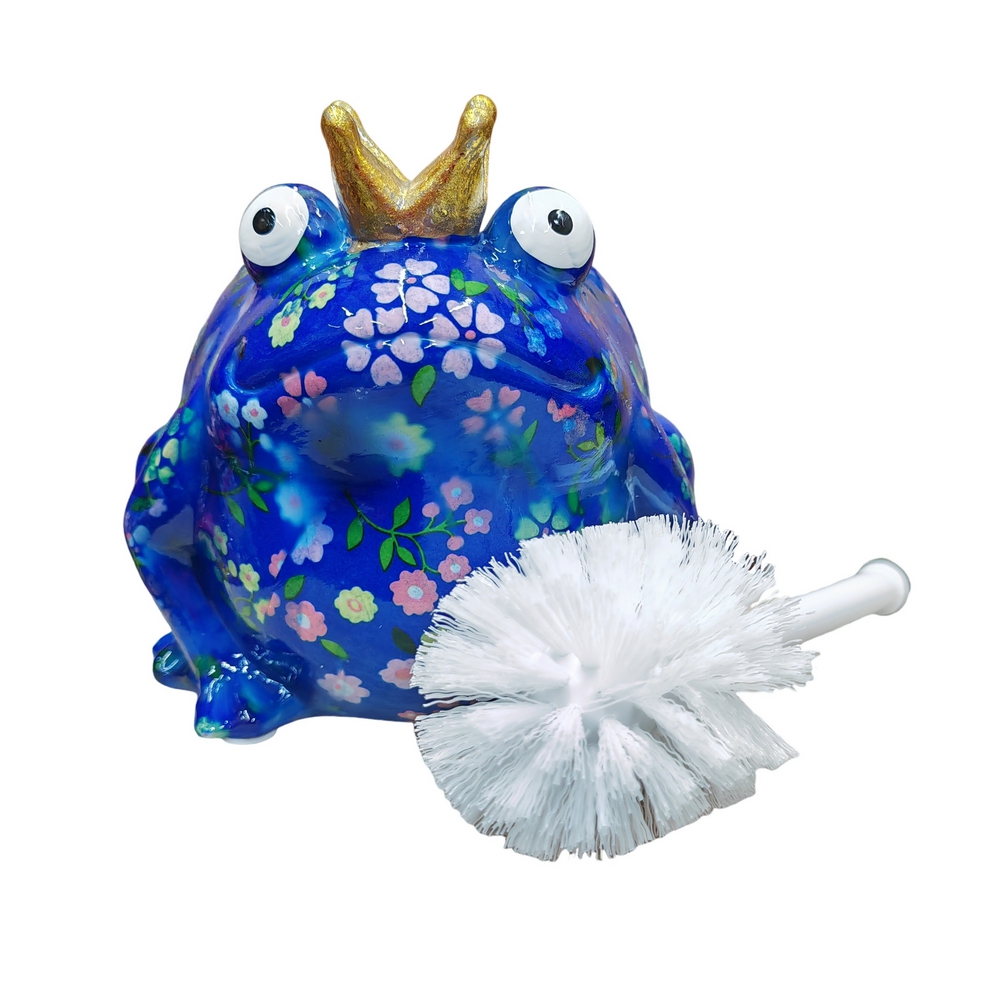 PORTE BROSSE WC GRENOUILLE FREDDY POMME PIDOU BLEU ET FLEURS - Photo N°3