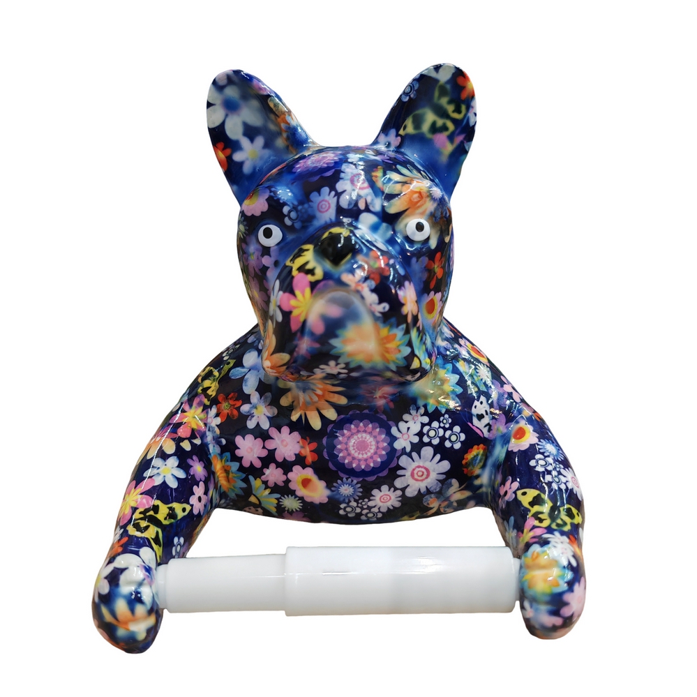DEVIDOIR PAPIER DE TOILETTE CHIEN POMME PIDOU BLEU ET DECOR MULTICOLORE - Photo N°1