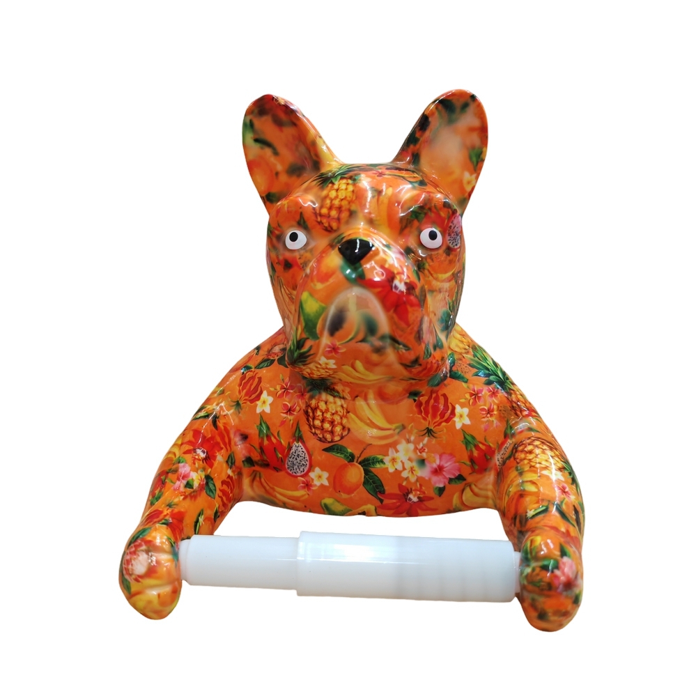 DEVIDOIR PAPIER DE TOILETTE CHIEN POMME PIDOU ORANGE ET DECOR MULTICOLORE - Photo N°1