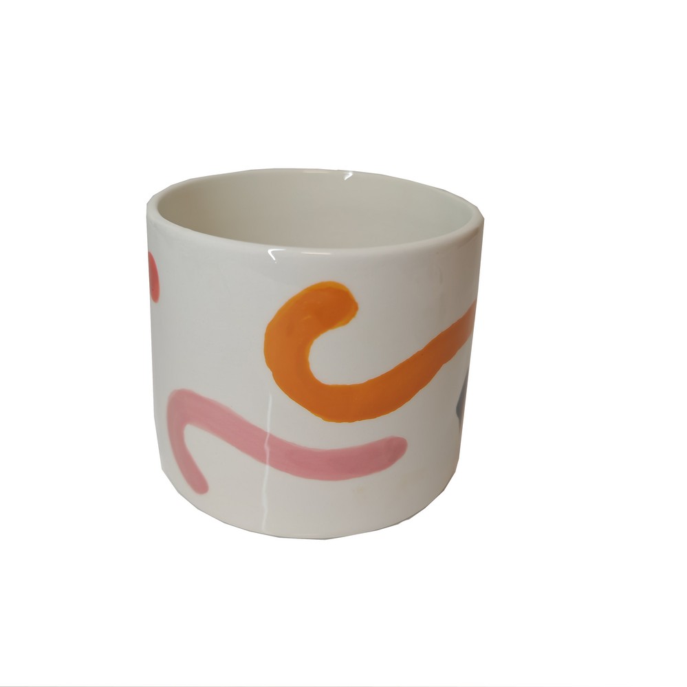 BOCAL CERAMIQUE HERMETIQUE MONICA  et  VERONICA MULTICOLORE ANSE BLEU 12 X 15 CM - Photo N°3