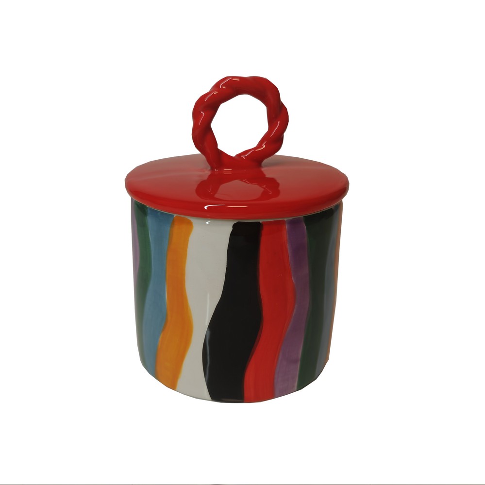 BOCAL CERAMIQUE HERMETIQUE MONICA  et  VERONICA MULTICOLORE 12 X 15 CM - Photo N°1